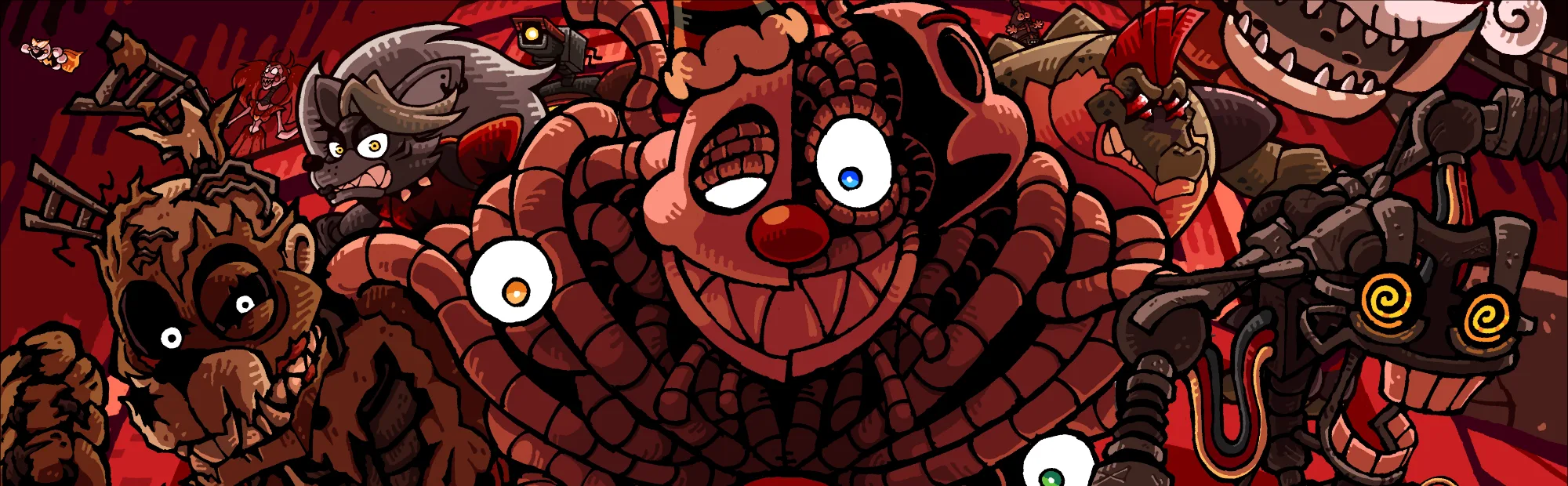 Official Five Nights at Frickbear's 3 + Four Layers Down key art showing the animatronic cast
